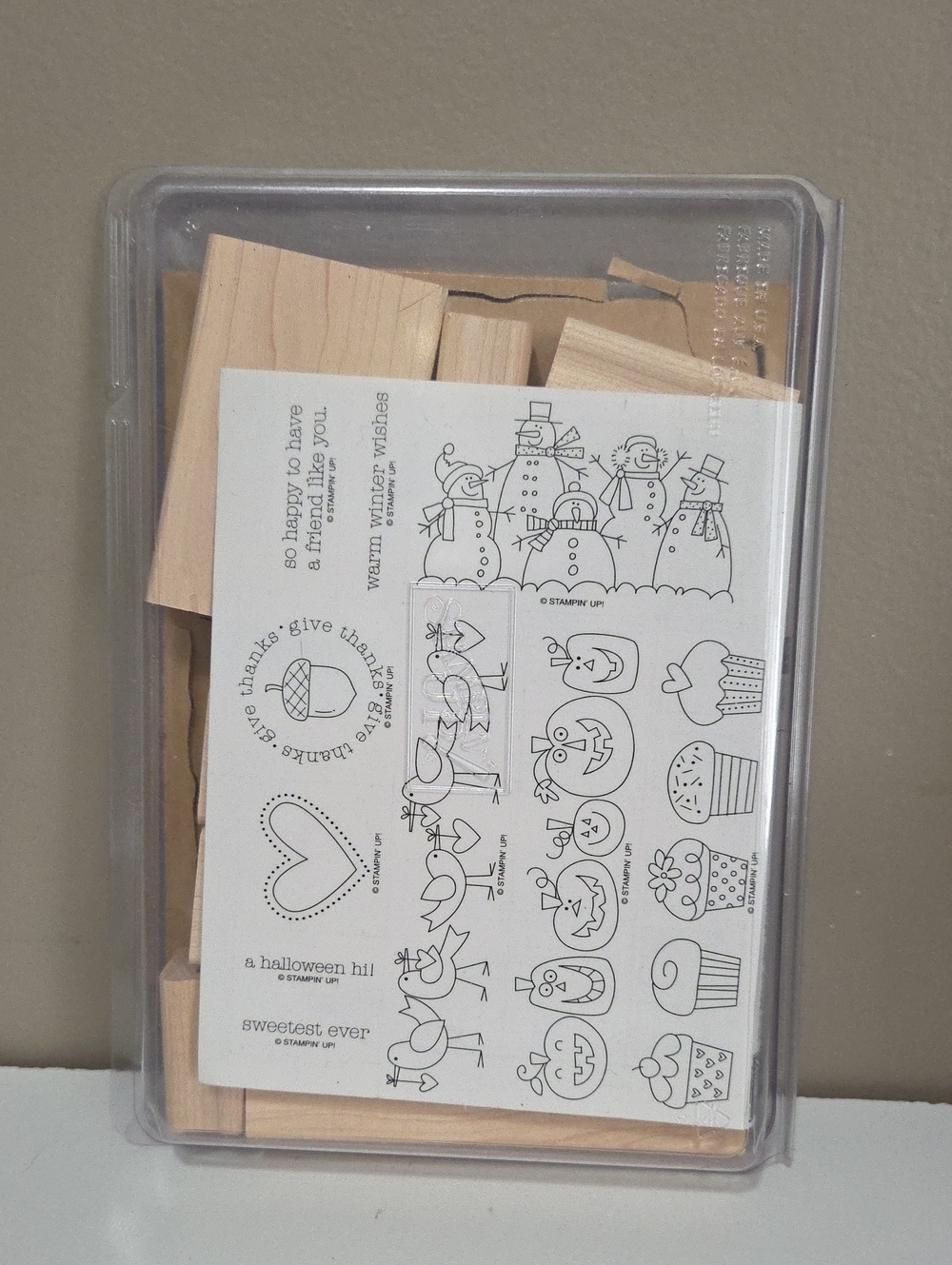 The More the Merrier Wood Mounted Stampin Up Set